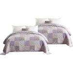 Woltu couvre - lit matelass, dessus de lit patchwork, jet de lit, 150x200cm, patchwork violet clair ...