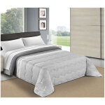 Couvre - lit matelass� noeud � � pois gris made in italy lit double 2 places