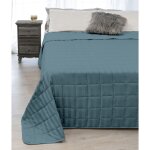 Couvre - lit matelassé rasatin rayé bleu uni double Couvre - lit matelassé rasatin rayé bleu uni double