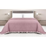 Couvre - lit matelass avec volants en lit double assorti rose / crme