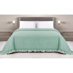 Couvre - lit matelassé avec volants en unité double assortie vert / crème Couvre - lit matelassé avec volants en unité double assortie vert / crème