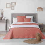 Douceur d'intrieur - couvre - lit microfibre matelass mellow chic terracotta et blanc 80x180 cm