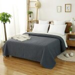 Couvre - lit rembourr� et matelass�, couverture de lit flannel double r�versible 170x210cm, gris - cr�me ...