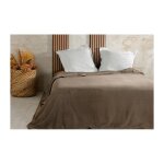 Couvre lit velours gaufr� - 240x260cm - taupe