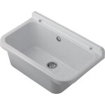 Bac � laver mural 55 cm en polypropyl�ne ? couleur marbre blanc ? r�sistant aux acides ? capacit� 18 ...