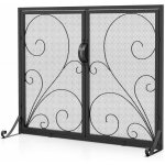 Costway - cran de chemine  double porte, pare - feu chemine en mtal avec panneaux magntiques, pare ...