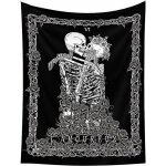 Cr�ne tapisserie murale baisers amants tapisserie tenture murale noir tarot tapisserie squelette couverture ...