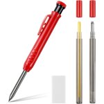 Crayon chantier solide et extensible, crayon de menuisier avec 6 recharges et gomme, crayon m�canique, ...