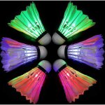 Crea - 6 pieces led badminton shuttlecocks, dark night colorful led goose feather glow birdies