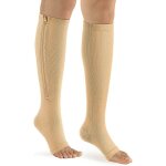 Crea - zip compression socks - 2 pairs of calf and knee open toe compression socks (b - nude, l - xl) ...