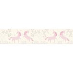 A. s. creations - frise papier peint chambre fille licorne frise tapisserie enfant frise murale rose ...