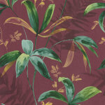 A. s. creations - papier peint intiss� rouge & vert motif feuilles tropicales tapisserie moderne motif ...