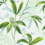 A. s. creations - papier peint jungle vert & blanc motif feuilles tapisserie chic  motif tropical pour ...