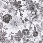 A. s. creations - papier peint nature noir et blanc tapisserie florale vintage style botanique papier ...