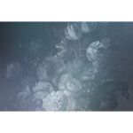 Papier peint panoramique floral gris et blanc nature tapisserie panoramique fleurs id�ales salon papier ...
