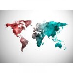 A. s. creations - papier peint panoramique original carte du monde tapisserie panoramique moderne turquoise ...