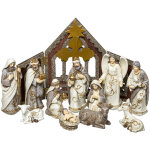 Crèche de noël en bois avec 11 santons - feeric christmas Crèche de noël en bois avec 11 santons - feeric christmas