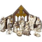 Crche de nol en bois avec 11 santons en rsine, dimensions l 20 x p 12 x h 30 cm ? livraison gratuite ...