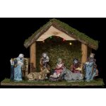 Crche de nol lumineuse complte avec 8 santons artisanaux