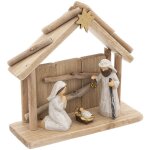 Crche de nol sculpte avec 3 santons - feeric christmas