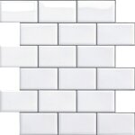 Osqi - credence adhsif pour cuisine salle de bain, faux carrelage adhsif mur blanc credence cuisine ...