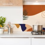 Cr�dence cuisine adh�sive en aluminium design orange - 200x20 cm (en 2 bandeaux)