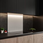 Cuisissimo - cr�dence cuisine fond de hotte verre brillant glassy - blanc l 90 x h 50 cm