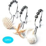 Crochets de rideau de douche décoratifs océan antirouille, anneaux de rideau de douche en acier inoxydable ... Crochets de rideau de douche décoratifs océan antirouille, anneaux de rideau de douche en acier inoxydable ...