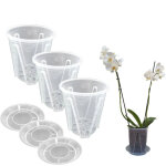 Lot de 3 pots à orchidées en plastique rigide transparent diamètre 16 cm Lot de 3 pots à orchidées en plastique rigide transparent diamètre 16 cm