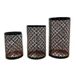 Bougeoir photophore noir - lot de 3 lanterne mtal porte bougie pilier orientale marocaine design decoration ...