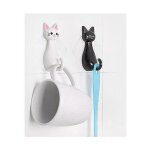 Csparkv - crochet  ventouse chat blanc et noir - crochet mural, patre pour vtements, plastique (abs), ...