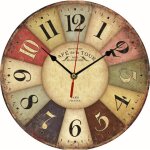 Horloge murale vintage rtro - horloge industrielle design silencieuse pendule murale bois moderne pour ...