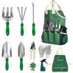 Csparkv - outils de jardinage, ensemble 11 pices outillage de jardin, toile rglable tablier sac fourre ...