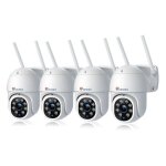 Lot de 4 camra de surveillance wifi extrieure ptz camra 380c blanc 360 dtection de mouvements humaine ...