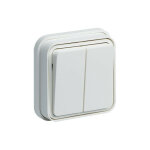 Cubyko double interrupteur va - et - vient encastré blanc ip55 hager wne040b Cubyko double interrupteur va - et - vient encastré blanc ip55 hager wne040b