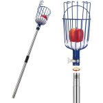 Cueille - fruits avec corbeille et manche t�lescopique 4 m�tres, pince avec panier en acier inoxydable ...