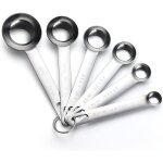 Jusch - cuillre doseuse, 6 pices inoxydable cuillres  mesurer polies au miroir 1 / 8 tsp, 1 / 4 tsp, ...