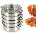 Gojoy - cuiseur vapeur 5 niveaux en acier inoxydable avec couvercle en verre steamer de 28 cm de diamtre ...