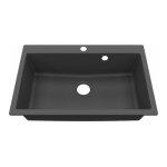 Cuisibane - cuve resiroc - �vier 1 bac sans �gouttoir - 76 x 50 cm - noire