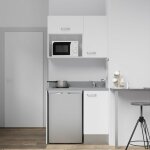 Kitchenette k00l - 100 cm - emplacements frigo top et micro - ondes - blanc - cromo - vier  droite