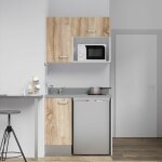 Kitchenette k00l - 100 cm - emplacements frigo top et micro - ondes - bois - cromo - vier  gauche