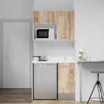 Kitchenette k00l - 100 cm - emplacements frigo top et micro - ondes - bois - snova - �vier � droite