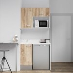 Kitchenette k00l - 100 cm - emplacements frigo top et micro - ondes - bois - snova - vier  gauche
