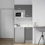 Kitchenette k00l - 100 cm - emplacements frigo top et micro - ondes - gris - snova - vier  droite