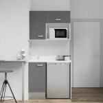 Kitchenette k00l - 100 cm - emplacements frigo top et micro - ondes - gris - snova - vier  gauche