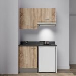 Kitchenette k01l - 120 cm - emplacements frigo top et hotte - bois - nero - �vier � gauche