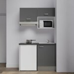 Kitchenette k02l - pt - 120 cm avec plan de travail et vier - emplacements frigo, hotte et micro - ondes ...