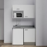 Cuisibane - kitchenette k07l - 120 cm - emplacements frigo top et micro - ondes - blanc - cromo - évier ... Cuisibane - kitchenette k07l - 120 cm - emplacements frigo top et micro - ondes - blanc - cromo - évier ...