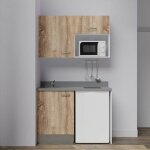 Kitchenette k07l - 120 cm - emplacements frigo top et micro - ondes - bois - cromo - �vier � gauche