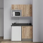 Kitchenette k07l - 120 cm - emplacements frigo top et micro - ondes - bois - nero - vier  droite
